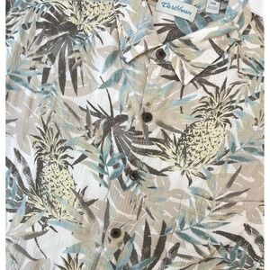 Caribbean Men's 2XB Hawaiian Camp Pineapple Button Up Short Sleeve Shirt BIG XXL